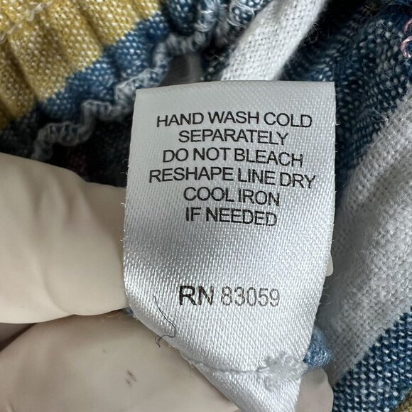 Drew Womens S Striped Linen Blend 2 Piece Set Crop Top Faux Wrap Pants Lagenlook - Picture 15 of 16